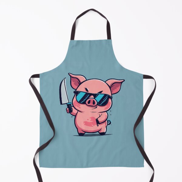 Item preview, cute pig holding knife designed and sold by Windness Zao.