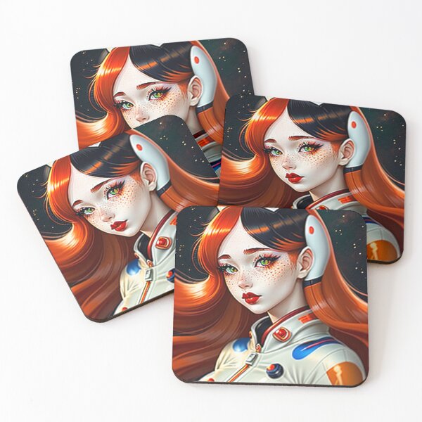 Item preview, Retro Redhead Astronaut Redheaded Anime Girl Space Spacesuit  designed and sold by CoffeeIsATrip.