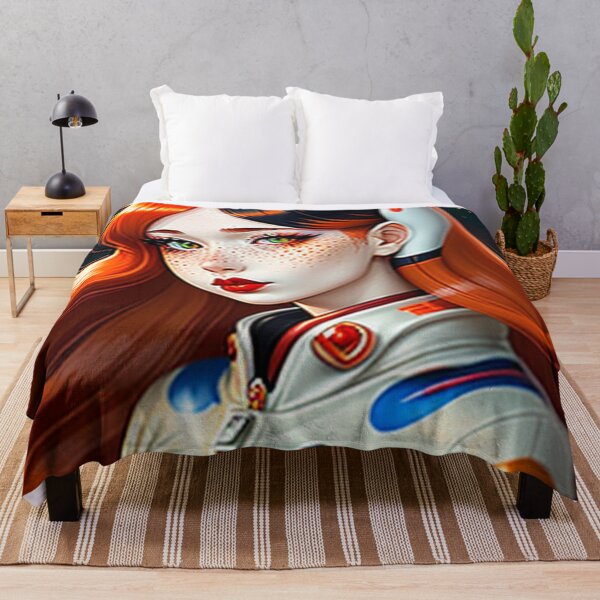 Aperçu de l'œuvre Astronaute Rousse Rétro Fille Anime Rousse Combinaison Spatiale créée et vendue par CoffeeIsATrip.