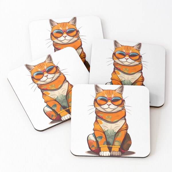 Item preview, Cat with Hawaii shirt designed and sold by KorArtStudio.