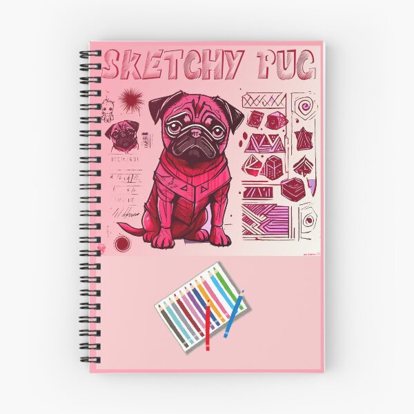 Item preview, Cuaderno de bocetos Pug 3 ROSA designed and sold by RedBluffTraders.