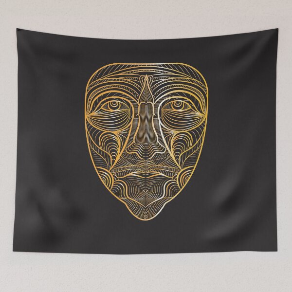Item preview, Cute Face Line Art Gold scary Design Gift for Horror Lovers designed and sold by saadkh.