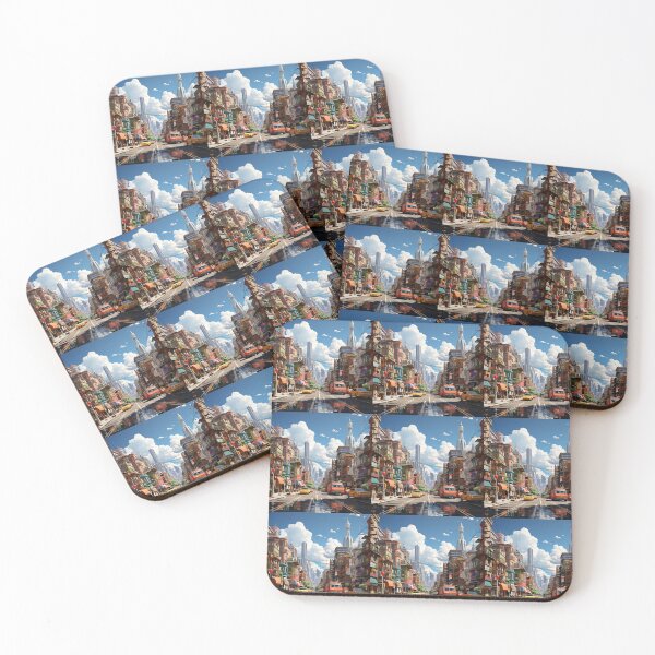 Item preview, Cartoon vehicles in a busy city   designed and sold by KornUHD.