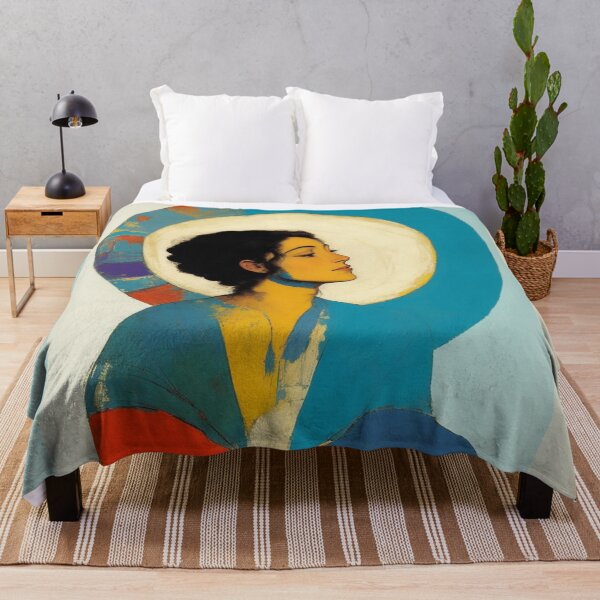 Item preview, Woman with a halo of positive energy in vibrant colours painting designed and sold by Meena-tta.