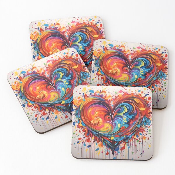 Item preview, colorful abstract swirling painted heart designed and sold by dcrc.