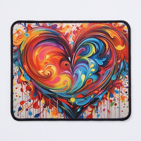 Item preview, colorful abstract swirling painted heart designed and sold by dcrc.