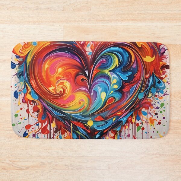 Item preview, colorful abstract swirling painted heart designed and sold by dcrc.