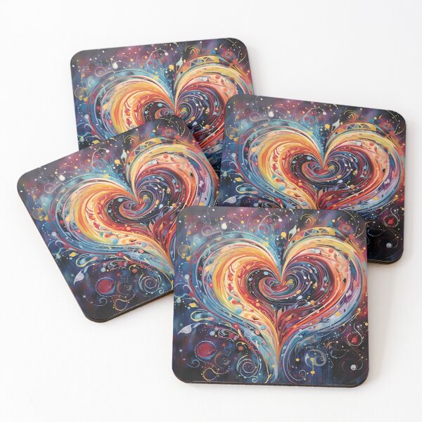 Item preview, colorful abstract swirling painted heart designed and sold by dcrc.