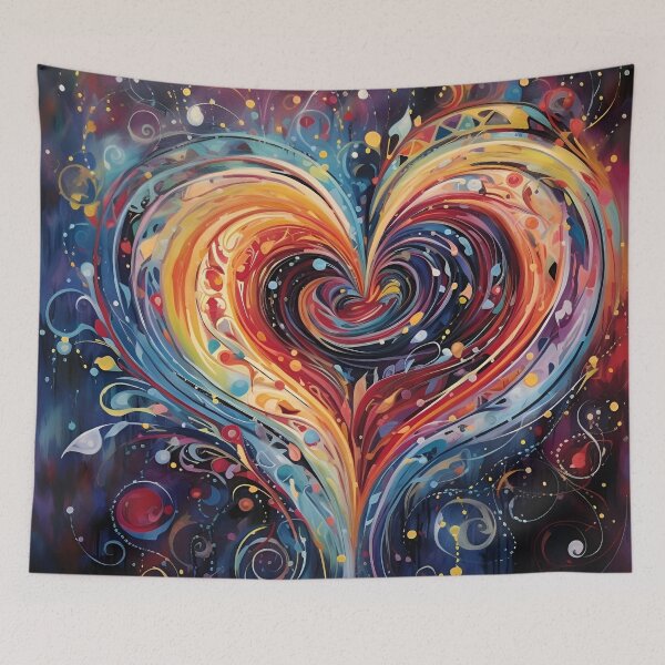 Item preview, colorful abstract swirling painted heart designed and sold by dcrc.