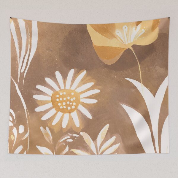 Item preview, Floral Pattern Gold, Brown, White designed and sold by DarNiz.