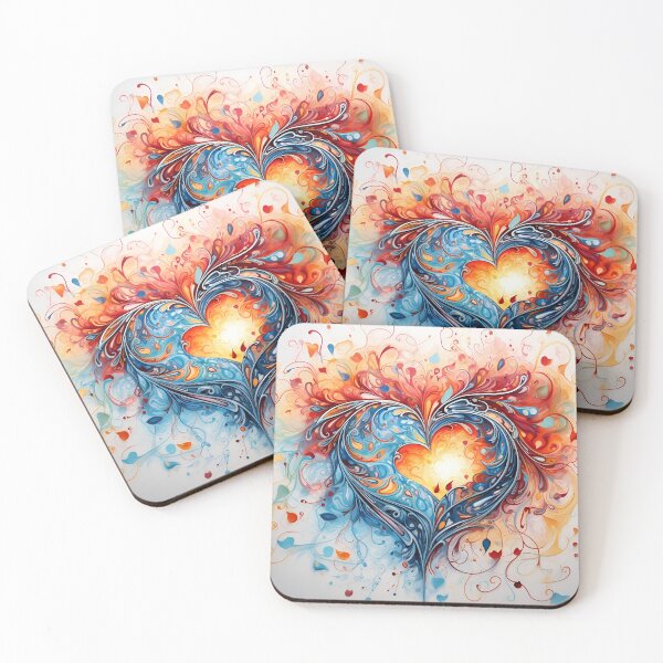 Item preview, colorful abstract swirling painted heart designed and sold by dcrc.