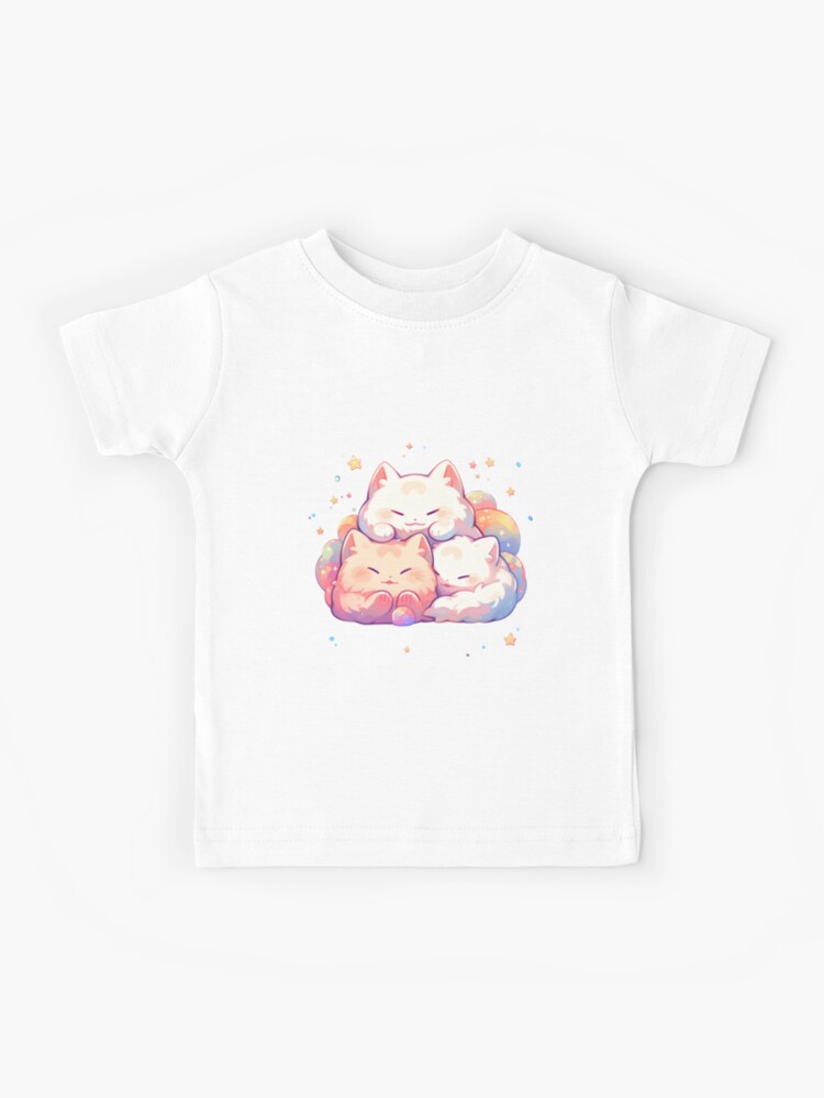 Cute Kawaii Space Cats Sleeping Kids T-Shirt
