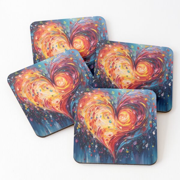 Item preview, colorful abstract swirling painted heart designed and sold by dcrc.