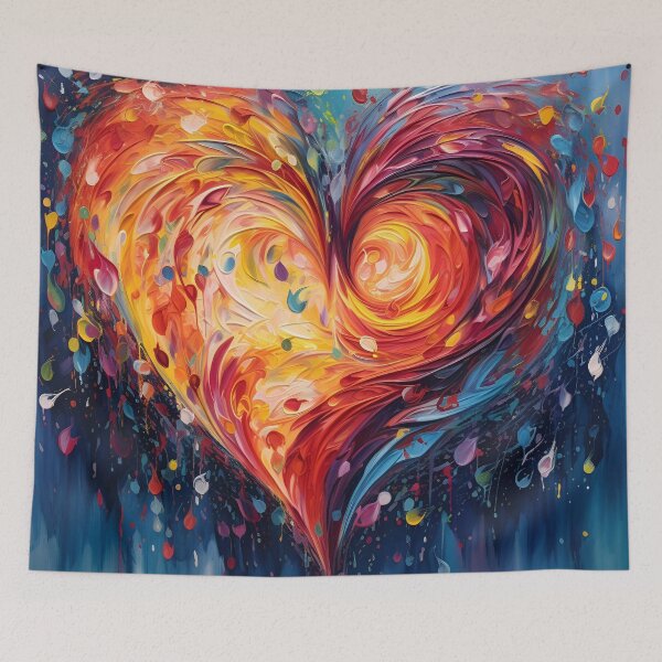 Item preview, colorful abstract swirling painted heart designed and sold by dcrc.