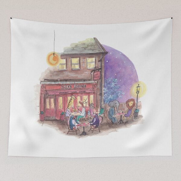 Item preview, Penguins and animals dining under the stars at Cafe Rouge. designed and sold by PenguinGirl-Art.