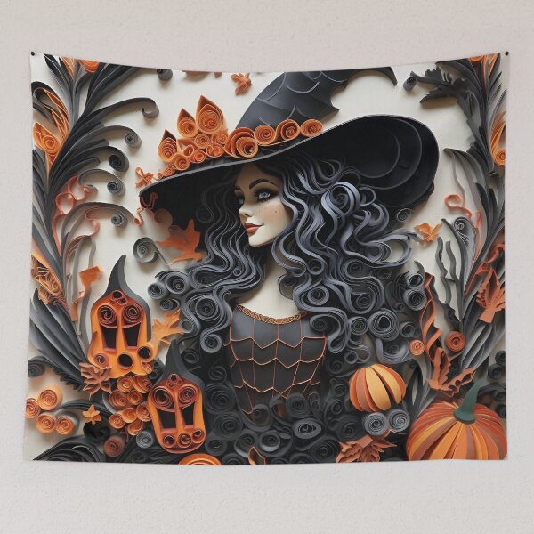 Item preview, paper quilling halloween witch art designed and sold by dcrc.