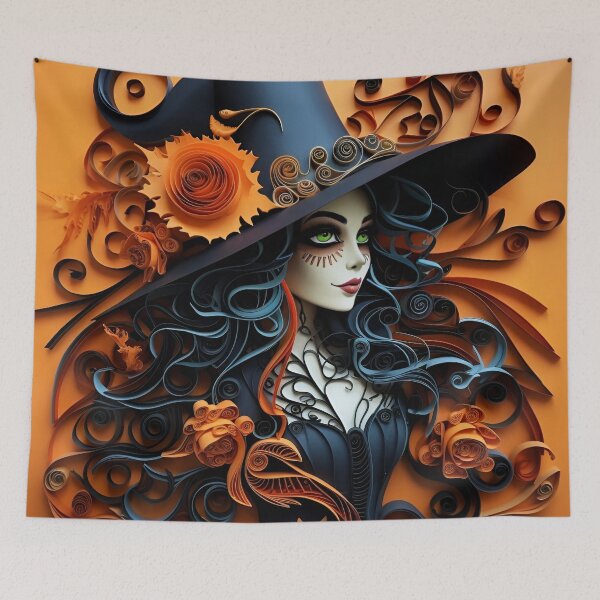 Item preview, paper quilling halloween witch art designed and sold by dcrc.