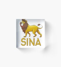Sina Lion Drawstring Bags Acrylic Block