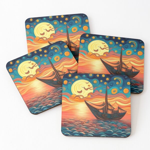 Item preview,  Boat with starry sunset designed and sold by George Hutton Hunter.