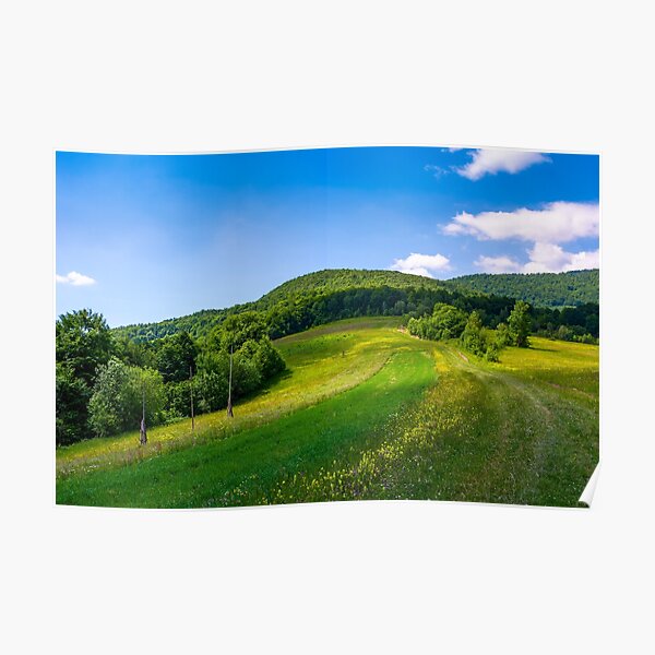 grassy rural fields on mountain slopes Poster