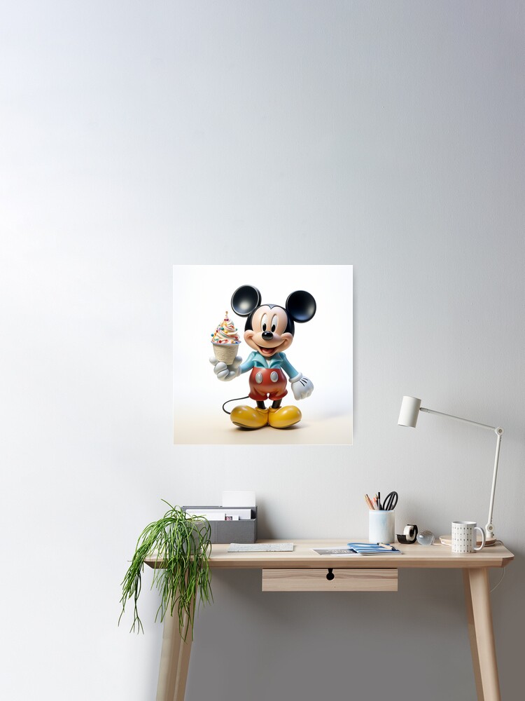 Canvas Painting Disney Minnie Mickey Mouse Eating Ice Cream Poster