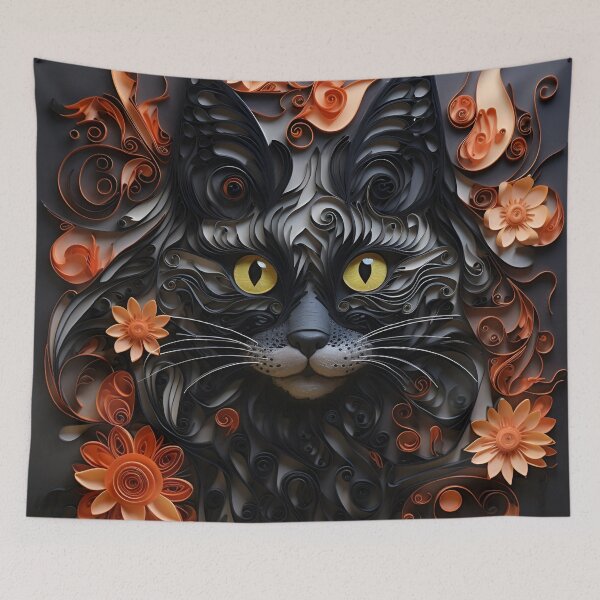 Item preview, paper quilling halloween black cat designed and sold by dcrc.