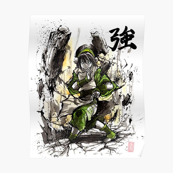 Toph from Avatar with sumi and watercolor Poster