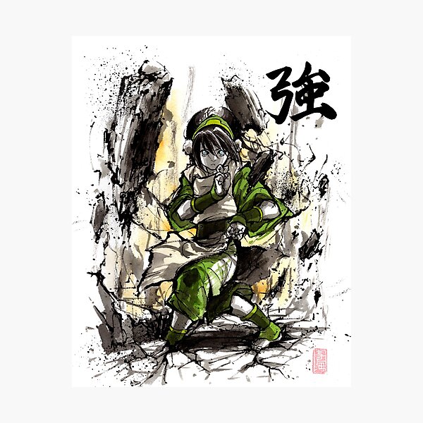 Aperçu de l'œuvre Toph d'Avatar avec sumi et aquarelle créée et vendue par Mycks.