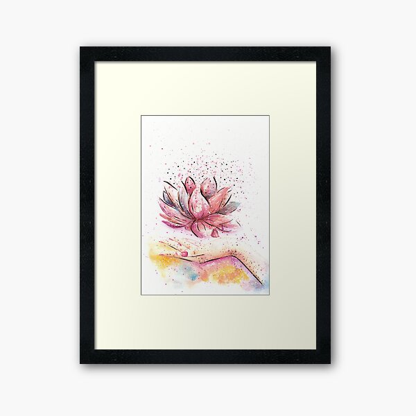 Lotus Flower Watercolor Art Framed Art Print