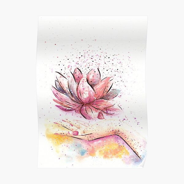 "Lotus Flower Watercolor Art" Poster By Aquarelles | Redbubble