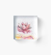 Lotus Flower Watercolor Art Acrylic Block