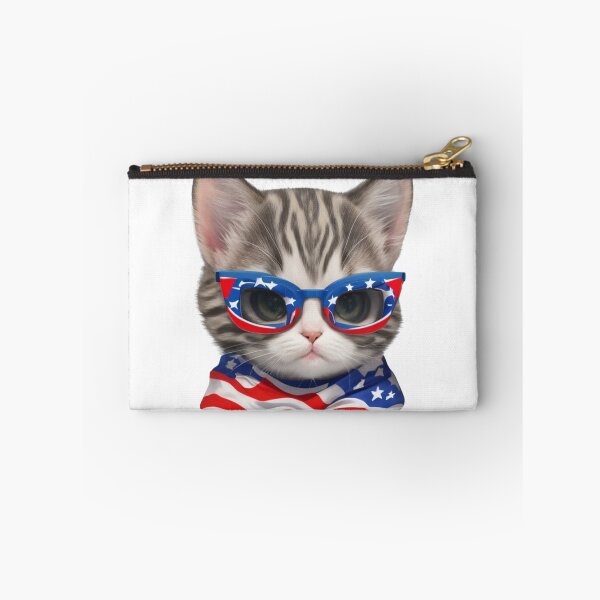 Item preview, Clipart of a cute little cat wearing patriotic glasses.  designed and sold by Vegasstickers.