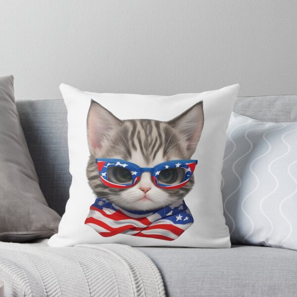 Item preview, Clipart of a cute little cat wearing patriotic glasses.  designed and sold by Vegasstickers.