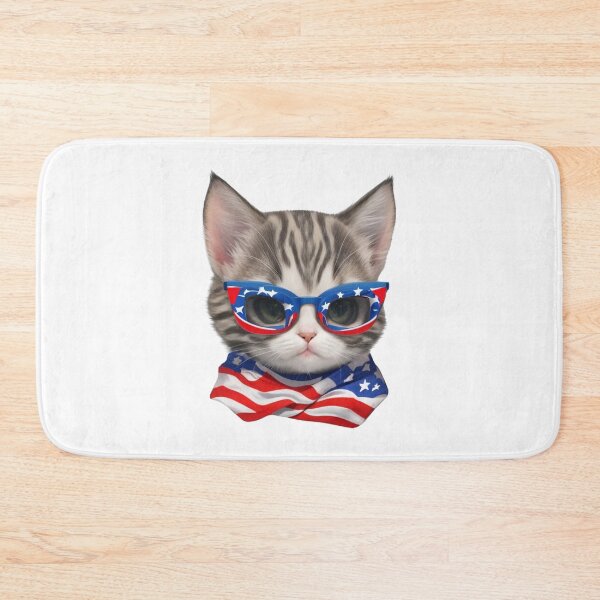 Item preview, Clipart of a cute little cat wearing patriotic glasses.  designed and sold by Vegasstickers.