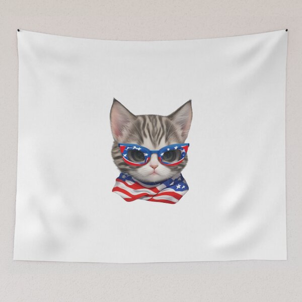 Item preview, Clipart of a cute little cat wearing patriotic glasses.  designed and sold by Vegasstickers.