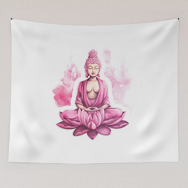 Artikelvorschau, Buddha-Statue rosa, buddhistisches Symbol, Heimdekoration entworfen und verkauft von MartynGrey.