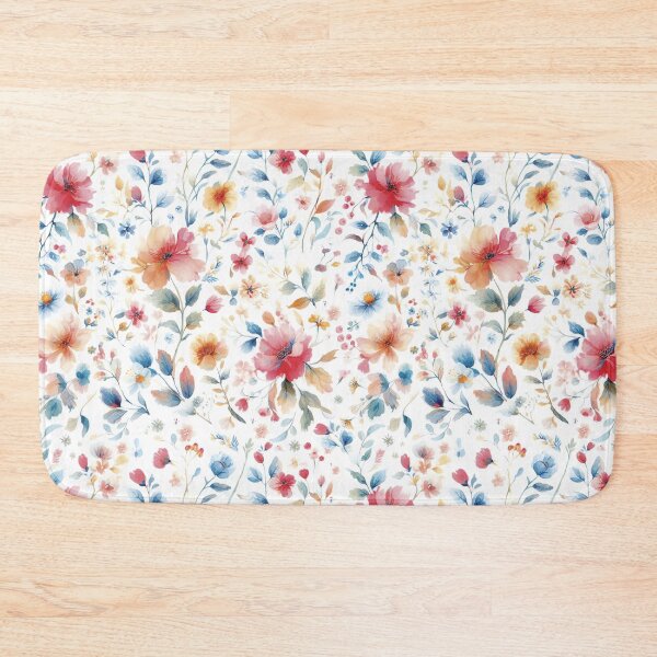 WATERCOLOR FLORAL Bath Mat