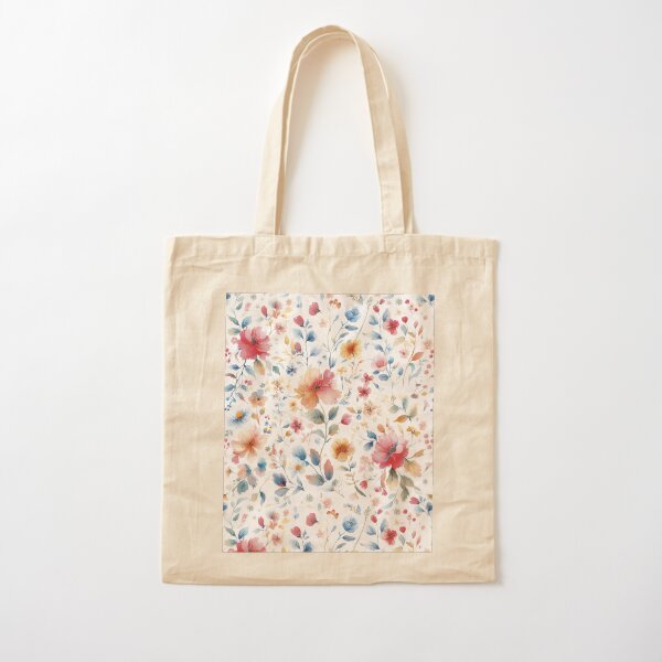 WATERCOLOR FLORAL Cotton Tote Bag