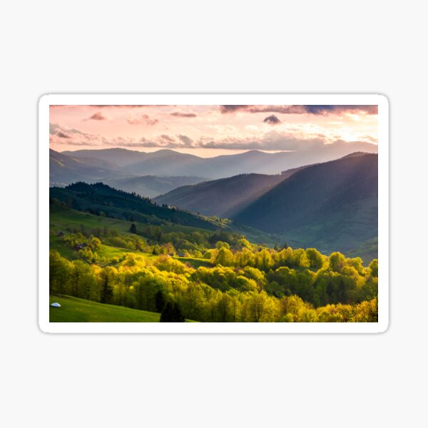 gorgeous mountainous countryside at sunset Sticker