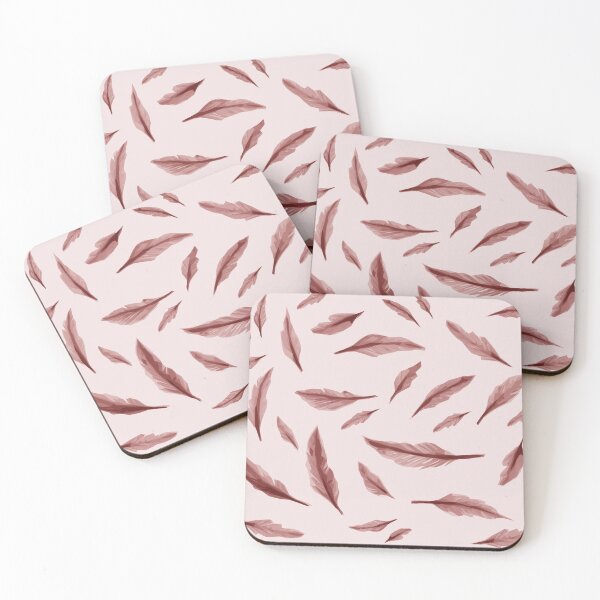 Item preview, feather retro soft pink colour style fabric pattern designed and sold by ironpalette.