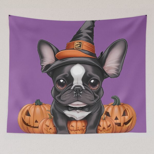 Item preview, Blackghoul Frenchie Pumpkin Artwork designed and sold by purrfect pattern.