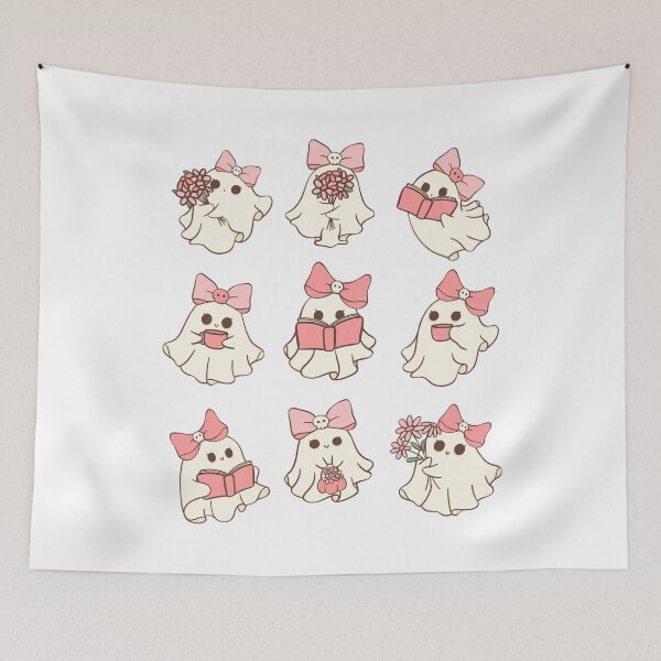 Item preview, Adorable pink ghost pattern for halloween designed and sold by noneko04.