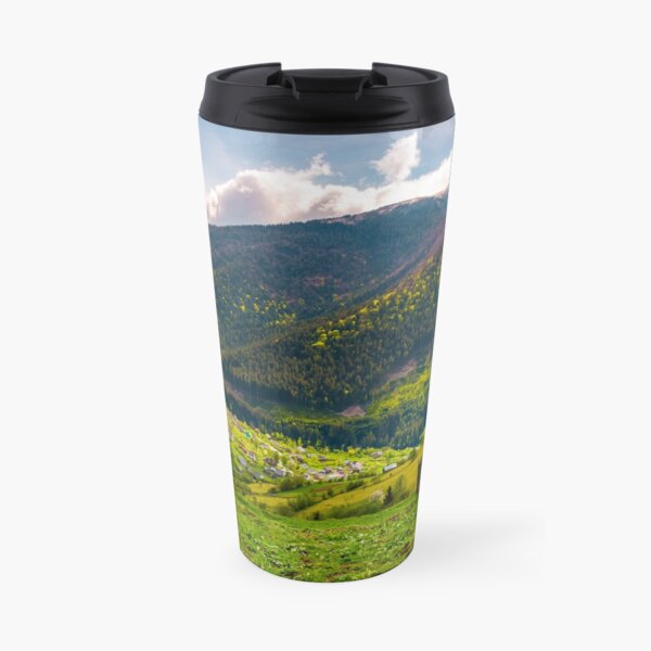 village in valley on a cloudy springtime day Travel Mug