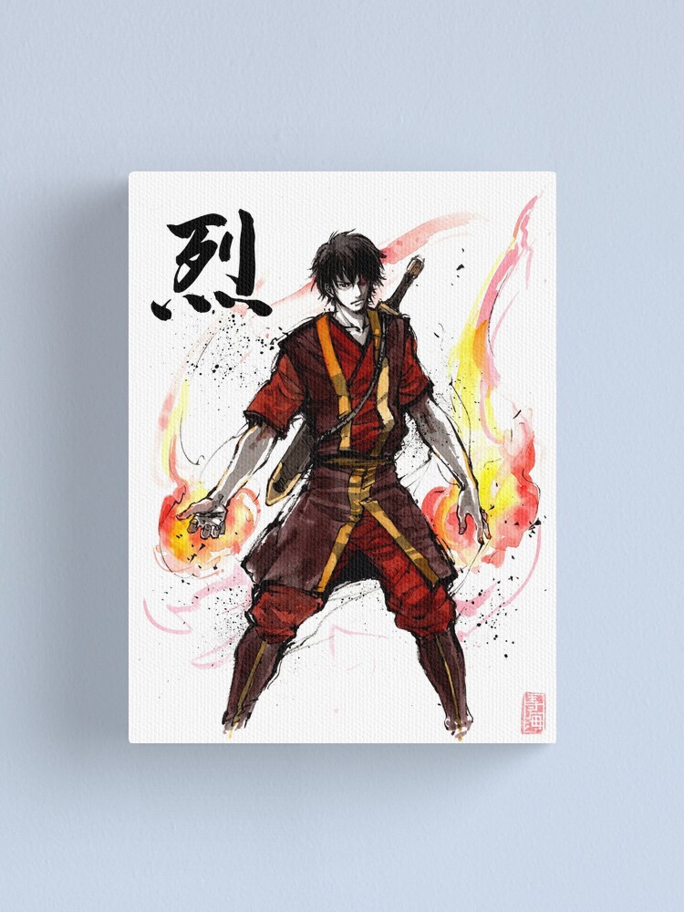 Alternate view of Zuko from Avatar with sumi ink and watercolor Canvas Print