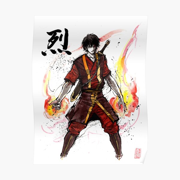 Zuko from Avatar with sumi ink and watercolor Poster