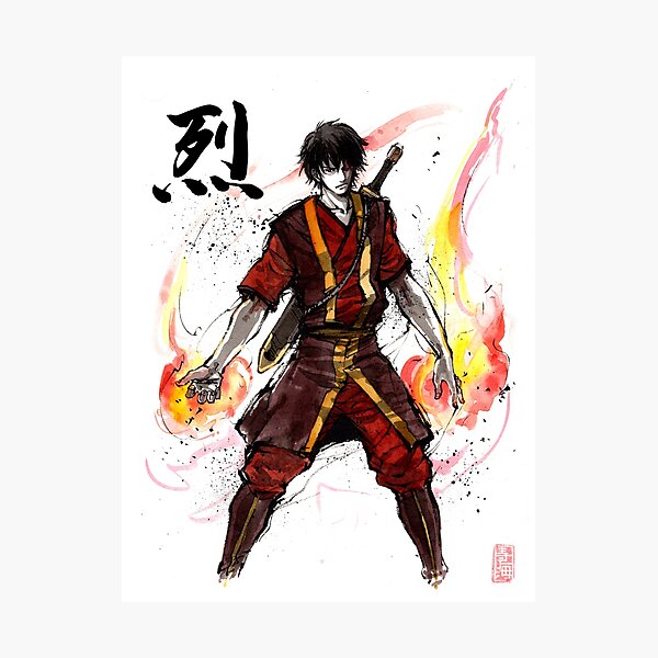 Aperçu de l'œuvre Zuko d'Avatar avec de l'encre sumi et aquarelle créée et vendue par Mycks.