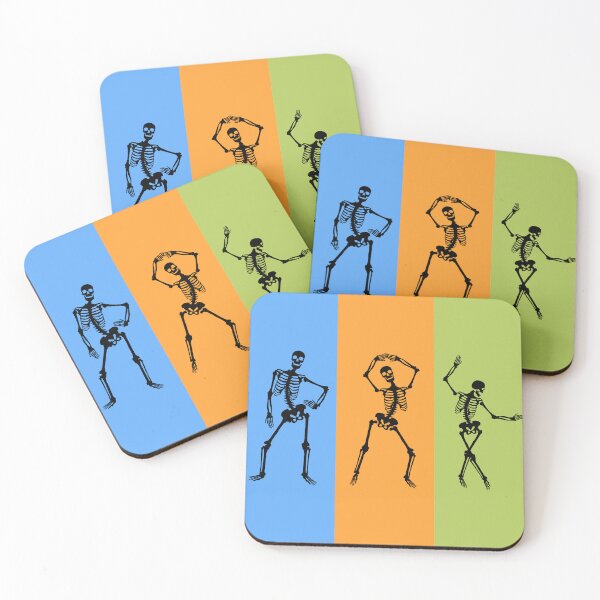 Item preview, Dancing Vintage Skeletons blue yellow green designed and sold by Remek-Design.