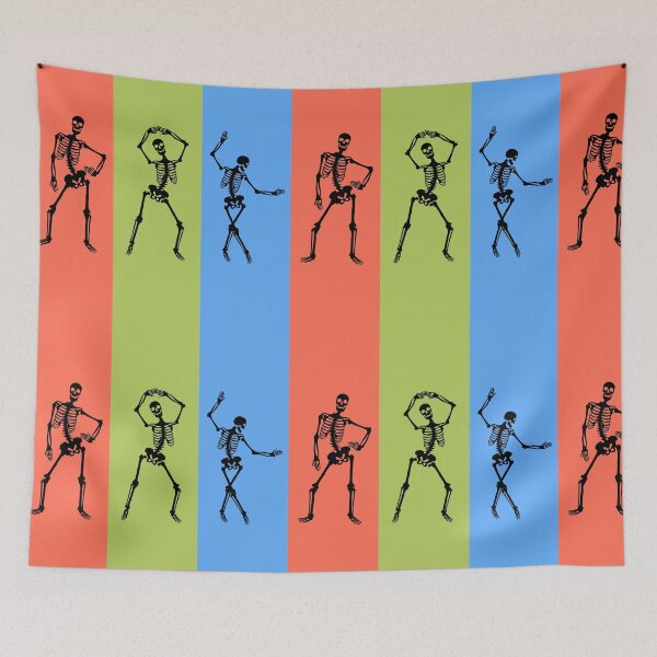 Item preview, Dancing Vintage Skeletons Red Green Blue designed and sold by Remek-Design.