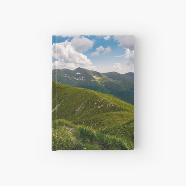 valley with snow in summer mountains Hardcover Journal