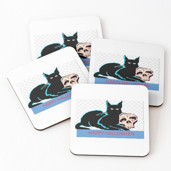 Item preview, HAPPY HALLOWEEN BLACK CAT AND SKULL designed and sold by Earthkids.
